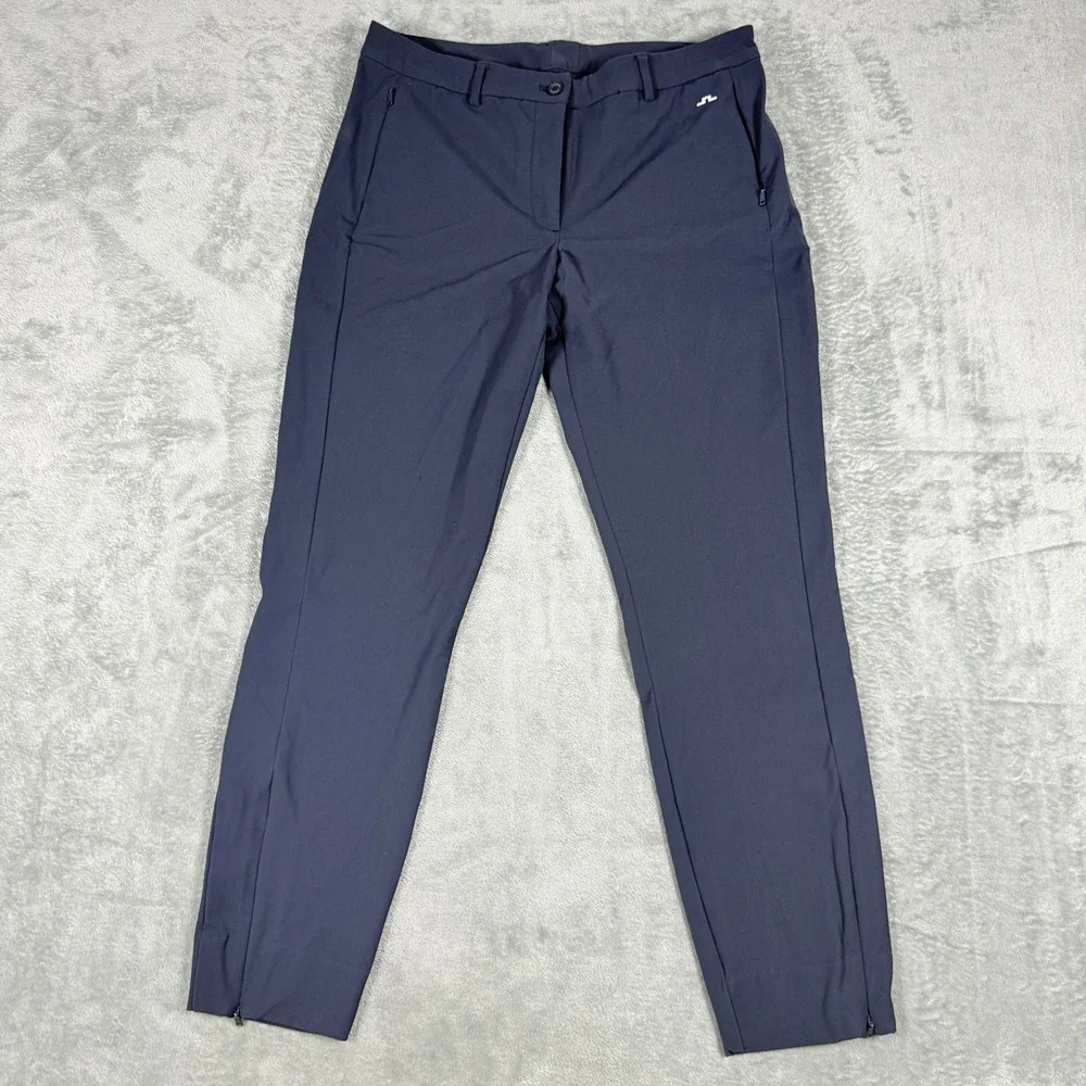 J.Lindeberg Womens 32 Maria Golf Pant Navy Blue Stretch Slim Tapered Ankle Zip